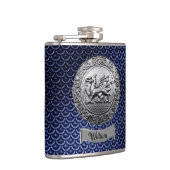 Blauwe drakenschaal metaal kijken heupfles (Rechts)