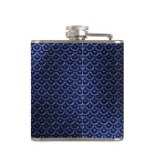 Blauwe drakenschaal metaal kijken heupfles (Achterkant)