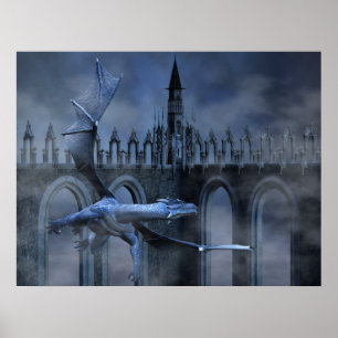 Blauwe drakenvlucht poster