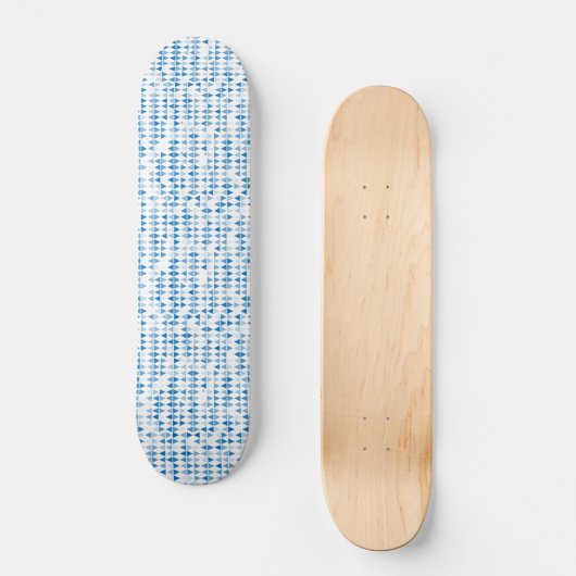 Blauwe driehoek patroon skateboard - geometrische  (Voorkant)