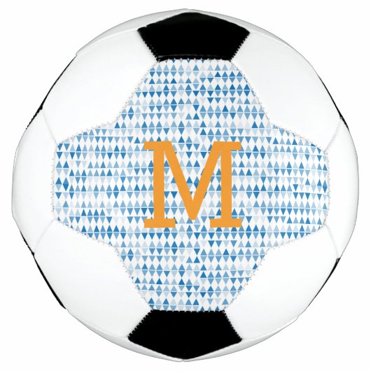 Blauwe Driehoek Patroon Voetbal – Monogram (Voorkant)