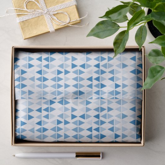 Blauwe Driehoek Patroon Weefsel Papier – Modern ca (Geschenk)