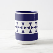 Blauwe Driehoek Stripes Patroon Tweekleurige Koffiemok (Center)