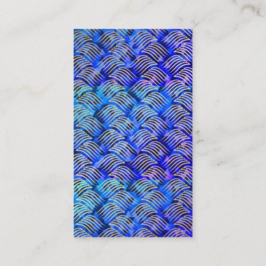 Blauwe driehoeken en goudverf visitekaartje (Achterkant)