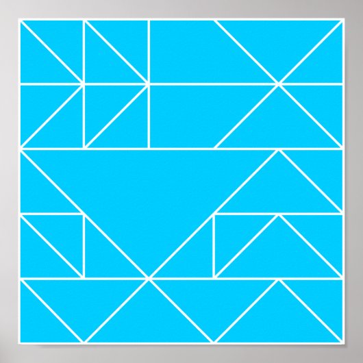 Blauwe driehoeken Patroonvierkant afdrukken Poster (Voorkant)