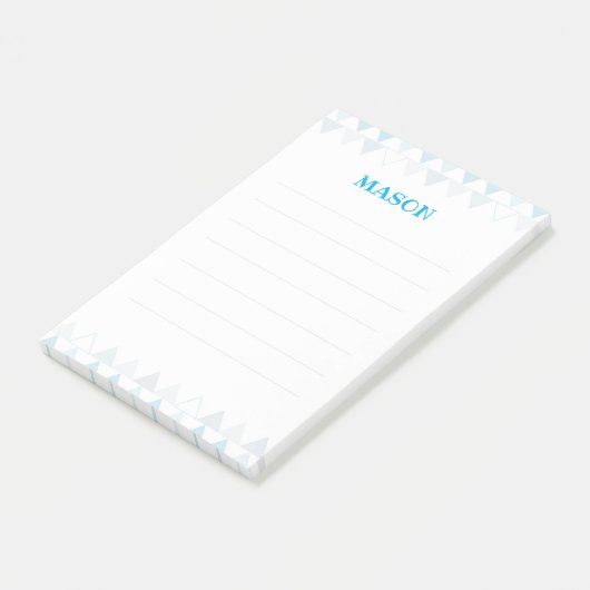 Blauwe driehoeken Post it Notes (Schuin)