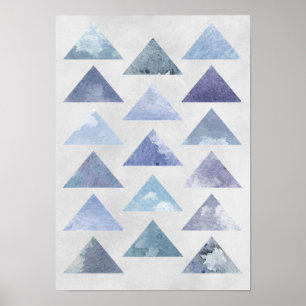 Blauwe driehoeken poster