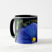 Blauwe driekleurig viooltje mok (Voorkant links)