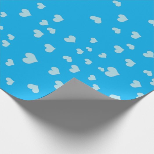 Blauwe drijvende harten cadeaupapier (Hoek)