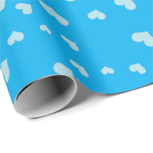 Blauwe drijvende harten cadeaupapier (Rol Hoek)