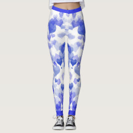 Blauwe drijvende harten leggings