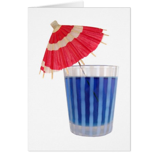 Blauwe Drink met Red Umbrella Kaart (Voorkant)