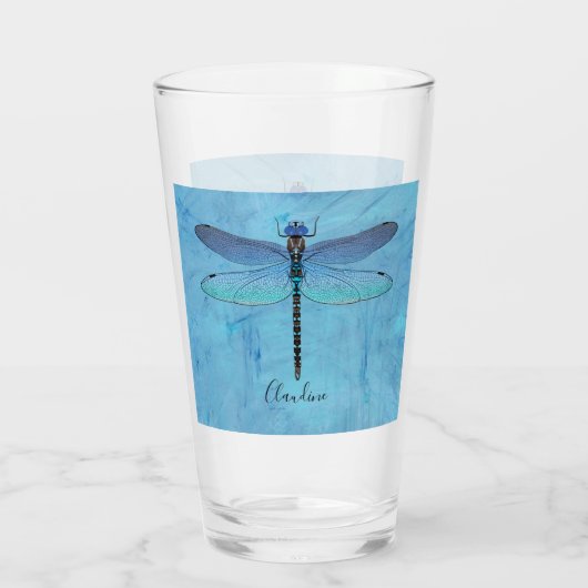  blauwe Drink van de Dragonfly-bier Glas (Achterkant)