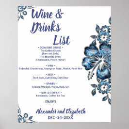 Blauwe Drinken lijst Bridal Wedding Poster