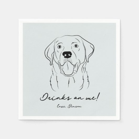 Blauwe Drinken op Me Dog Schets Papier Servet (Voorkant)