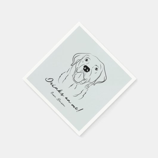 Blauwe Drinken op Me Dog Schets Papier Servet (Hoek)