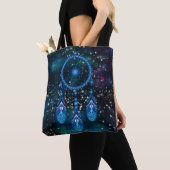 Blauwe drocatcher Celestial Gold Stars Tote Bag (Dichtbij)