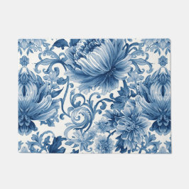 Blauwe Dromen | Bloemenschildering Chinoiserie Deurmat