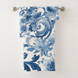 Blauwe Dromen | Bloemenschildering in Waterverf Ch Bad Handdoek