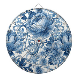 Blauwe Dromen | Bloemenschildering in Waterverf Ch Dartbord