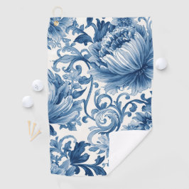 Blauwe Dromen | Bloemenschildering in waterverftec Golfhanddoek