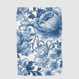 Blauwe Dromen | Bloemenschildering in waterverftec Golfhanddoek