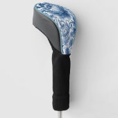 Blauwe Dromen | Bloemige Aquarel Chinoiserie Wit Golfheadcover (Schuin)
