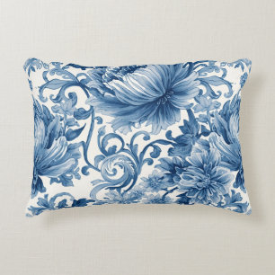 Blauwe Dromen   Bloemschildering in Waterverf Chin Accent Kussen