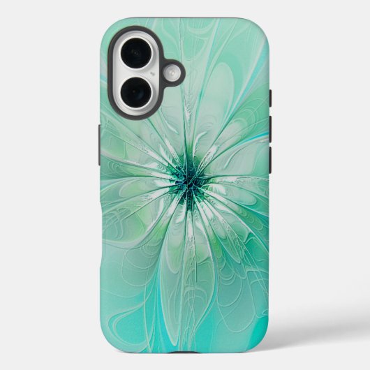 Blauwe Dromen Moderne Bloem Telefoon Hoes (Achterkant)