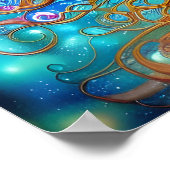 Blauwe dromen mooie digitale kunst voor vrouwen poster (Hoek)