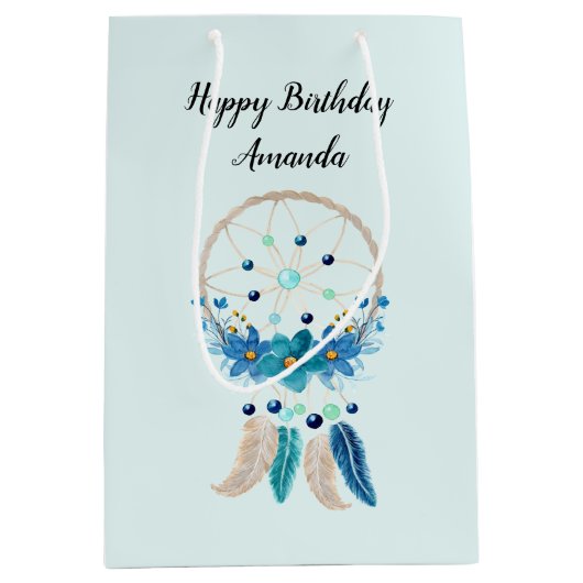 Blauwe dromenvanger Stijlvol Boho-ontwerp Medium Cadeauzakje (Voorkant)