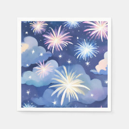 Blauwe Dromerige Wolken | Vuurwerk Sterren Waterve Servet