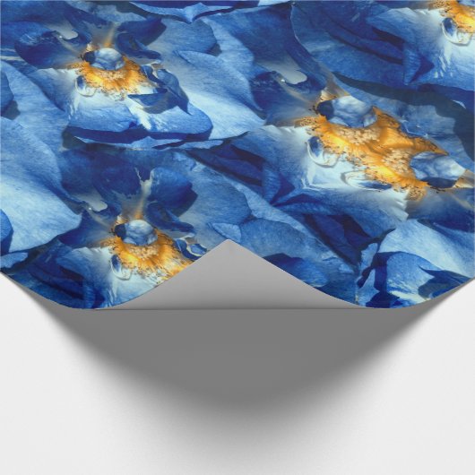 Blauwe droom, Rozen Bloemen Vakantie Wrapping Papi Cadeaupapier (Hoek)