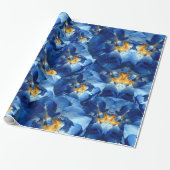 Blauwe droom, Rozen Bloemen Vakantie Wrapping Papi Cadeaupapier (Uitgerold)