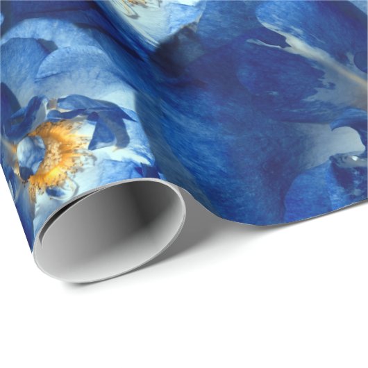 Blauwe droom, Rozen Bloemen Vakantie Wrapping Papi Cadeaupapier (Rol Hoek)