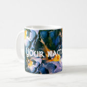 Blauwe droom, Rozen bloemenpatroon gepersonaliseer Koffiemok (Voorkant links)