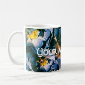 Blauwe droom, Rozen bloemenpatroon gepersonaliseer Koffiemok (Links)
