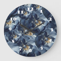 Blauwe droom, rozen bloempatroon wandklok