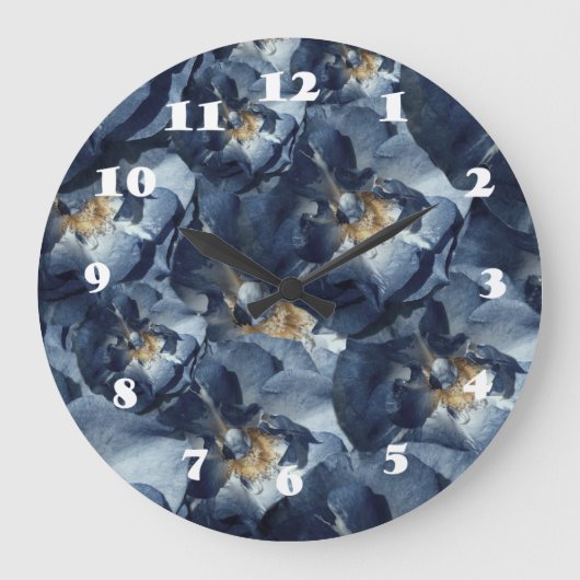 Blauwe droom, rozen bloempatroon wandklok (Voorkant)