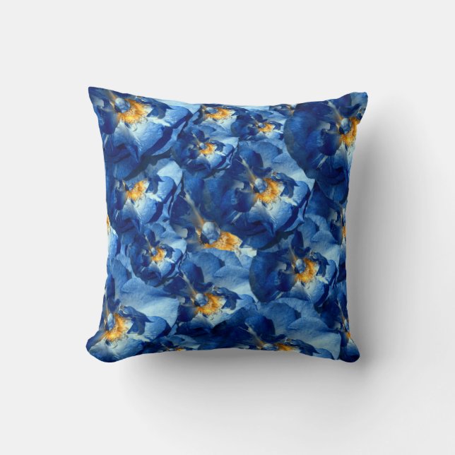 Blauwe droom, Rozen Floral Dream I, Throw Cushion Kussen (Voorkant)