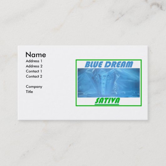BLAUWE DROOM SATIVA VISITEKAARTJE (Voorkant)