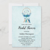 Blauwe droomcatcher met bloemen en veren bridal kaart (Voorkant)
