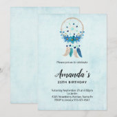 Blauwe droomcatcher met bloemen en veren op zondag kaart (Voorkant / Achterkant)