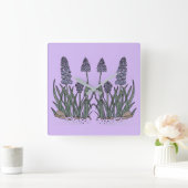 Blauwe druifhyacint vierkante klok (Huis)