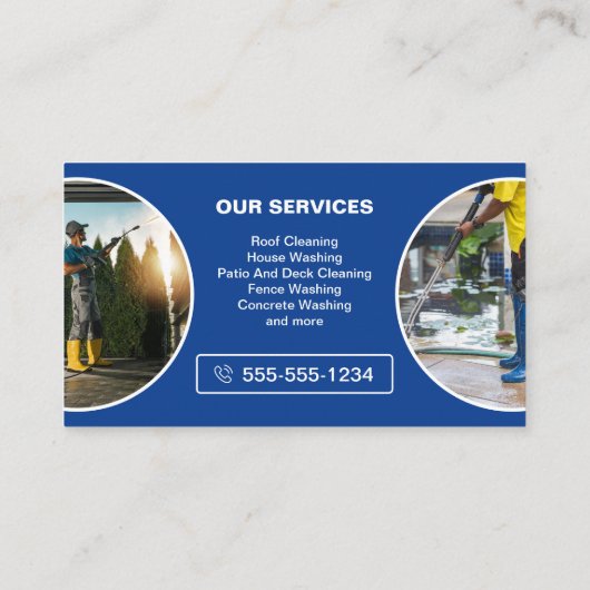 Blauwe druk wassen foto Power Wash Cleaning Visitekaartje (Achterkant)