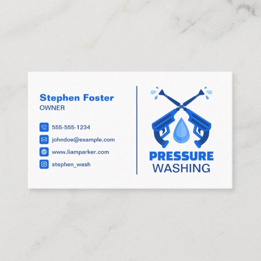 Blauwe druk wassen foto Power Wash Cleaning Visitekaartje (Voorkant)