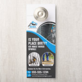 Blauwe druk Wassen Macht Wassen Huis Wassen Deurhanger (Op knop)