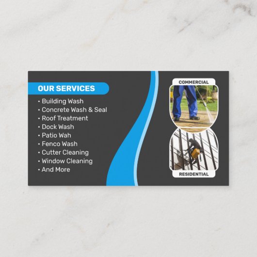 Blauwe druk Wassen Macht Wassen Huis Wassen Visitekaartje (Achterkant)