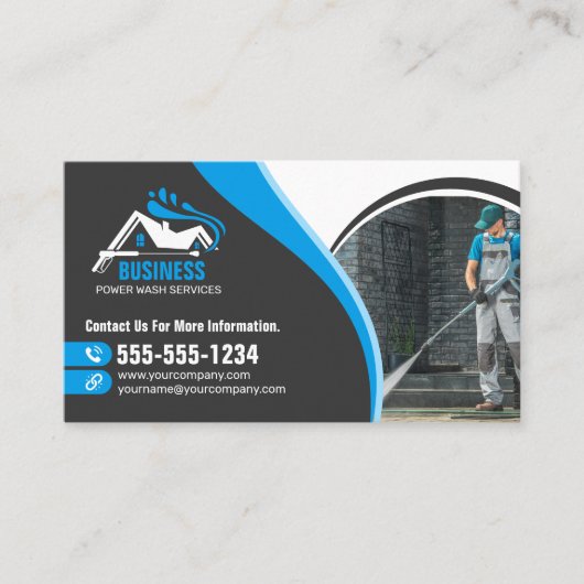 Blauwe druk Wassen Macht Wassen Huis Wassen Visitekaartje (Voorkant)