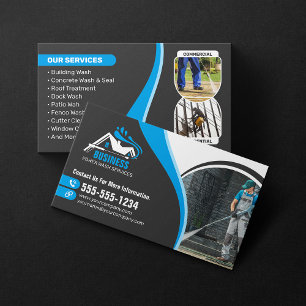 Blauwe Drukwas Power Washer Huis Wassen Visitekaartje